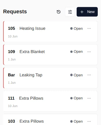 Requests list on mobile